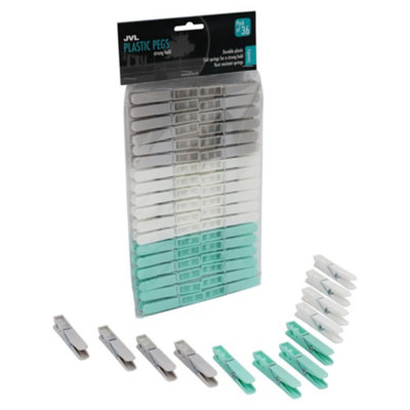 Image of JVL Strong Rust Resistant Clothes Peg - Pack of 36 - Aqua Grey
