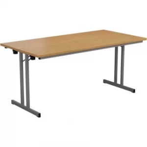 Image of 1400MM Rectangular Folding Table Silver/Oak