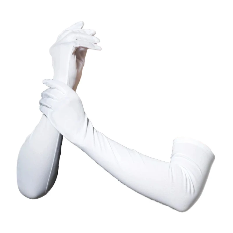 Image of Smiffys Mens Long Length Plain Gloves in White White Male One Size