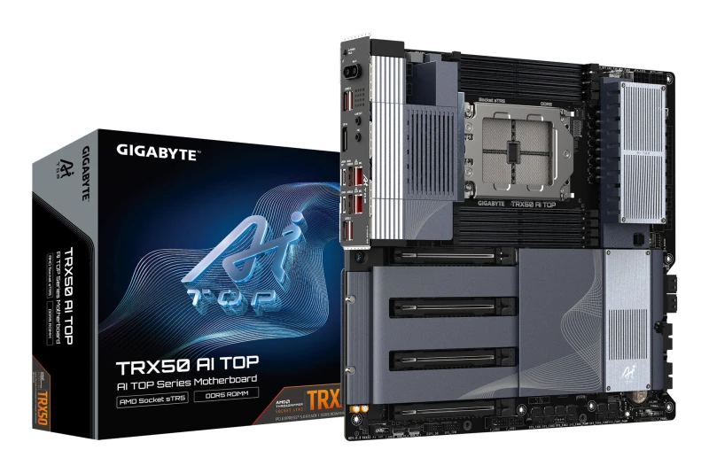 Image of Gigabyte Gigabyte TRX50 AI TOP-2B Motherboard - AMD Ryzen Threadripper PRO 7000 CPUs, 16+8+4 Phases Digital VRM, up to 5200 MHz DDR5, 4xPCIe 5.0 M.2,