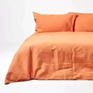 Image of Burnt Orange Linen Duvet Cover Set, Super King - Orange - Orange - Homescapes