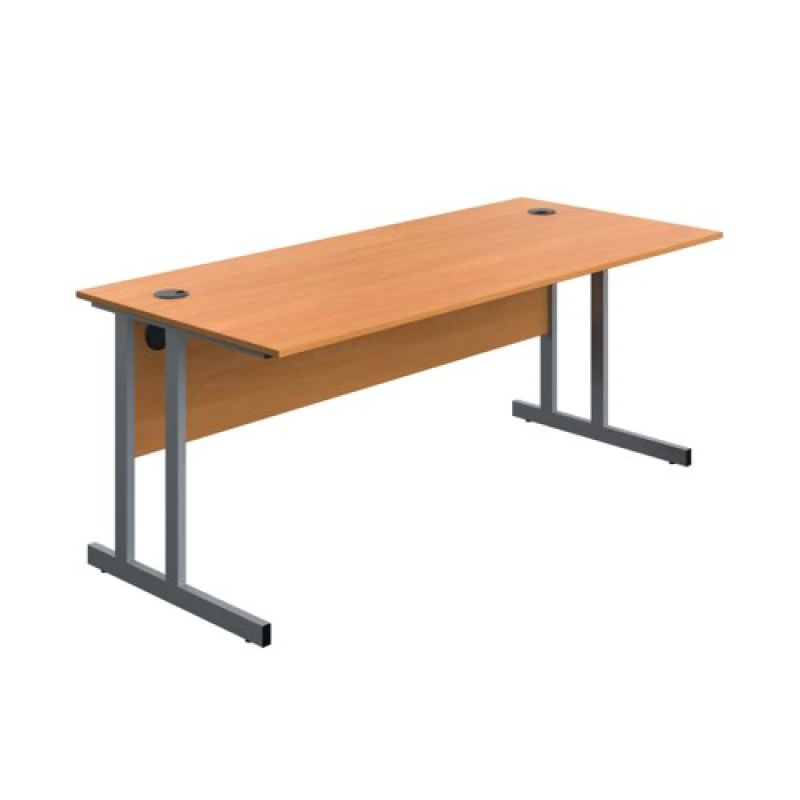 Image of Serrion Twin Upright Desk 1800x800x730mm Beech/Silver KF800230