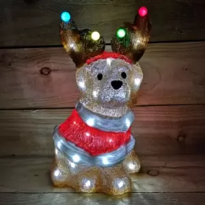 Image of 33cm Festive Acrylic Lit Dog Outdoor Christmas Decoration with 40 LED