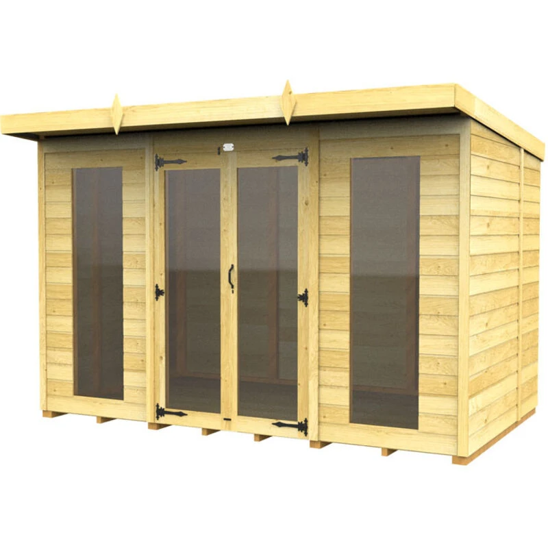 Image of Flat Pack Sheds DIY Sheds 10 x 5 Pent Summer House (Full Height Window), Brown 10X5PFHWSHFF