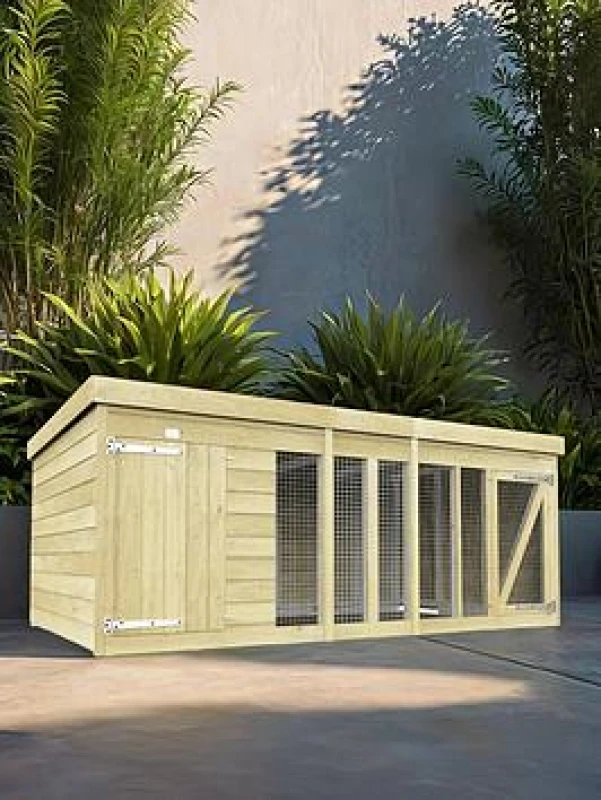 Image of DIY Sheds 10 x 6 Dog Kennel And Run, Brown 10X6DKSH