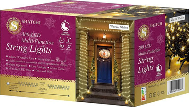 Image of Shatchi 300 Warm White Leds Multifunction Timer Outdoor String Fairy Lights 30M