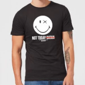 Image of Smiley World Slogan Not Today Satan Mens T-Shirt - Black