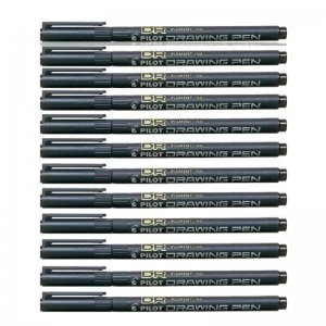 Image of Pilot Black Drawing Pen 0.2 Tip (Pack of 12)