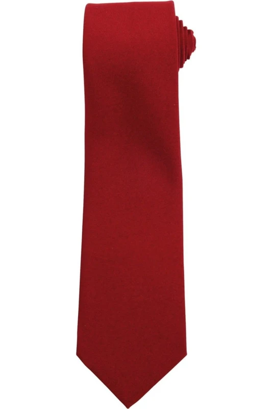 Image of Premier Premier Plain Polyester Tie in Burgundy Burgundy One Size Unisex 5063470682881