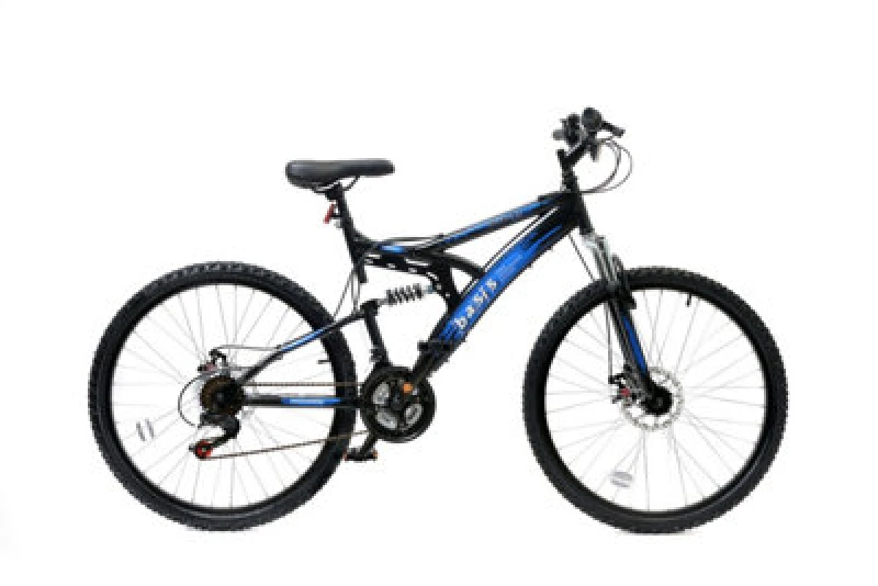 Image of Basis 1 Full Suspension Mountain Bike - 26" Wheel - 18 Speed Black Blue