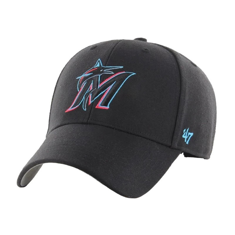 Image of Miami Marlins Mens MVP 47 Baseball Cap in Black Male One Size