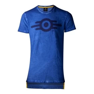 Image of Fallout - Vault-Tec Logo Oil Washed Mens Medium T-Shirt - Blue