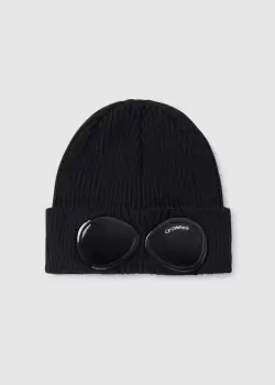Image of C.P. Company Mens Cotton Goggle Beanie In Black