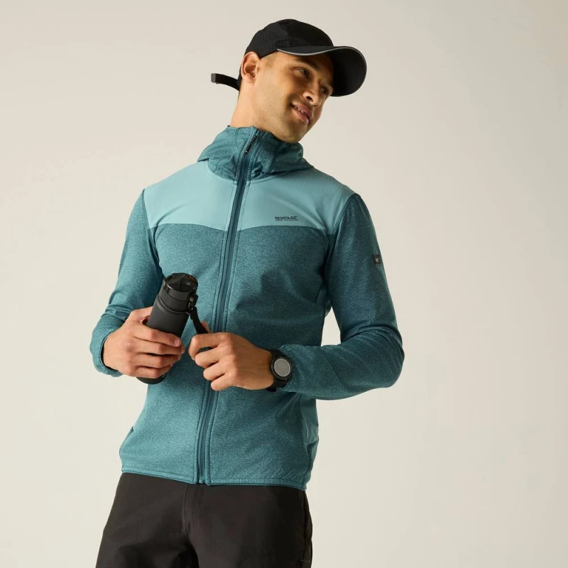 Image of Regatta Mens Finchdale Marl Full Zip Hooded Midlayer in Mint Size: Large Mint Male L