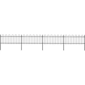 Image of Garden Fence with Hoop Top Steel 6.8x0.8 m Black Vidaxl Black