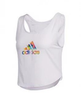 Image of Adidas Pride Tech Crop Top - White