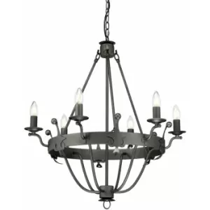Image of Loops - 6 Bulb Chandelier Basket Style Base Crystal Droplets Graphite LED E14 60W