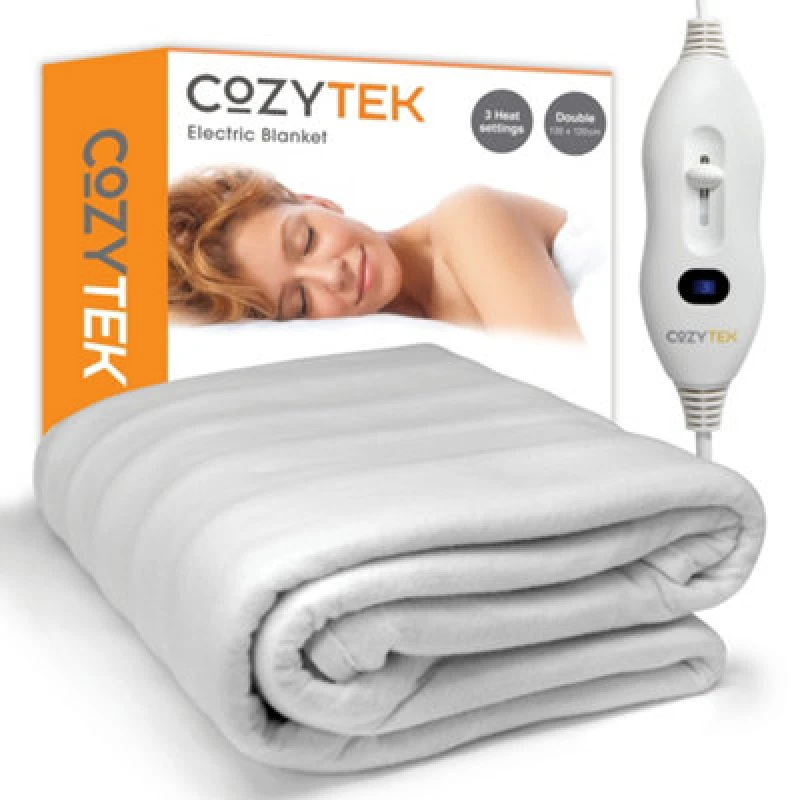 Image of Cozytek Electric Blanket Bed Polyester Detachable Control Under blanket 3 Heat Settings White Heated Single/Double/King Size White