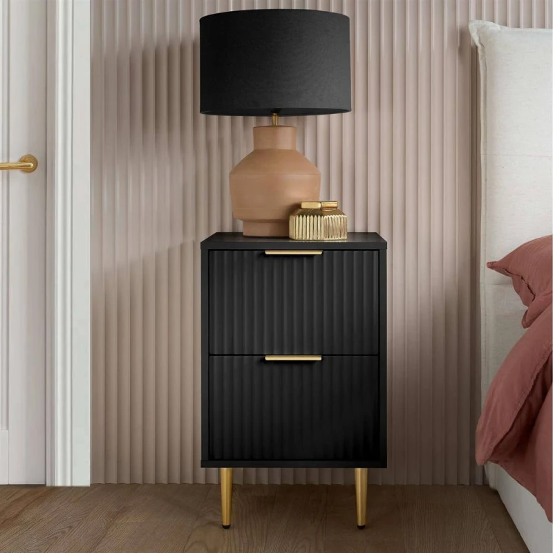Image of Birlea Zara Black 2 Drawer Bedside Table