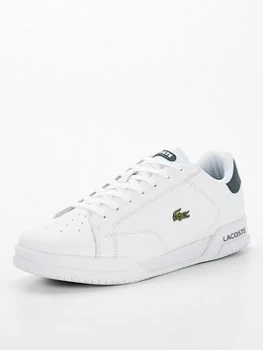 Image of Lacoste Twin Serve Leather Trainers - White, Size 7, Men