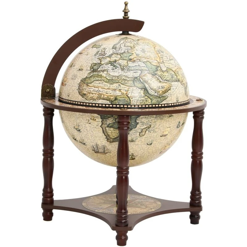 Image of VIDAXL Globe Bar Wine Stand Brown Solid Wood Eucalyptus Vidaxl 8720286970737