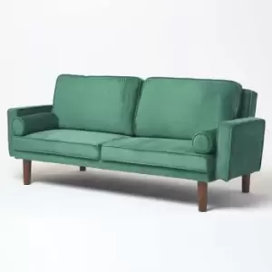 Image of Stanley Velvet Click Clack Sofa Bed with Armrests, Dark Green - Dark Green - Homescapes