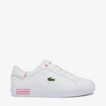 Image of Lacoste Junior Powercourt Trainers - White/Pink - UK 3 Kids