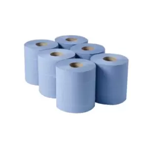 Image of 1-Ply Blue Centrefeed Rolls 300mx175mm (Pack of 6) 852660