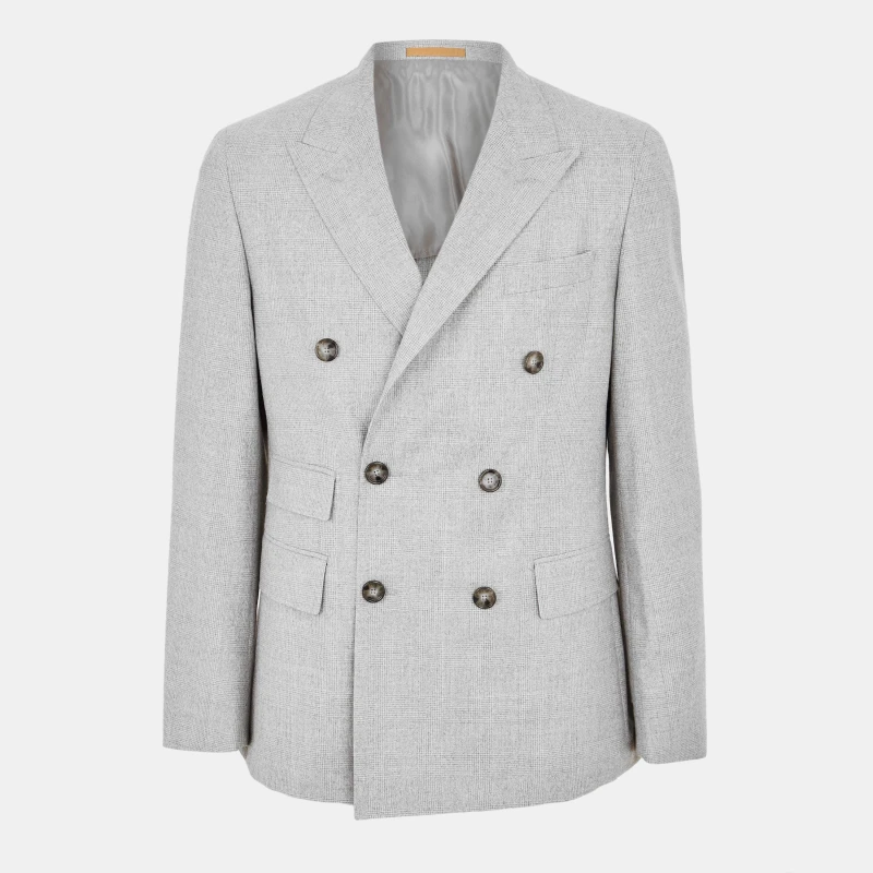 Image of Boss Mens L Heston Double Breasted Suit Open Grey male 40 (50)