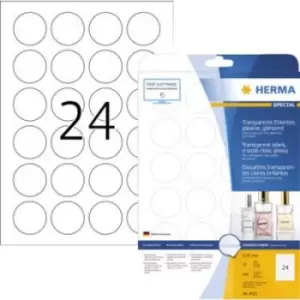 Image of Herma 8023 Labels (A4) Ø 40 mm Film, glossy Transparent 600 pc(s) Permanent Label film