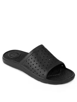 Image of TOTES Mens Solbounce Perforated Slide Sandal - Black, Size 9, Men