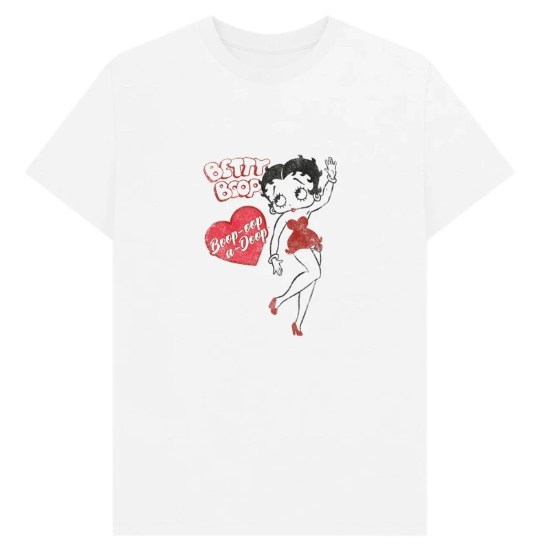 Image of Betty Boop Mens Oop-A-Doop T-Shirt in White Size: Small White Male S