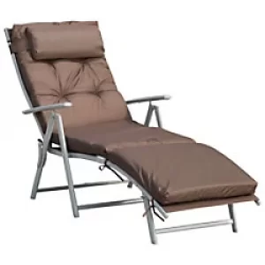 Image of Outsunny Sun Lounger 84B-184V70BN Steel, Textilene, Fabric, Cotton Brown