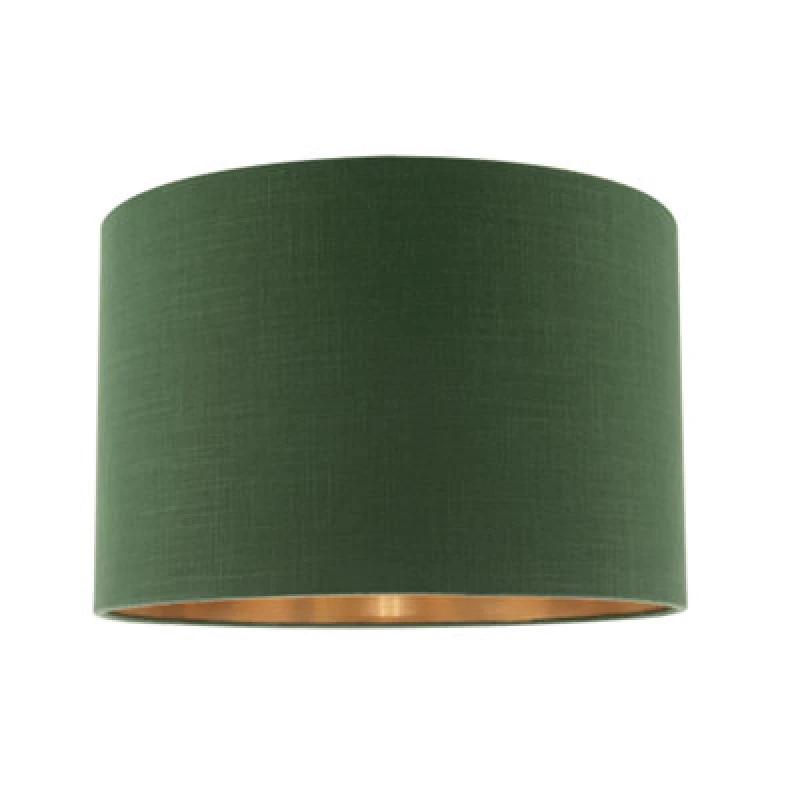 Image of Happy Homewares Modern Forest Green Cotton Lamp Shade With Brushed Gold Inner Lining