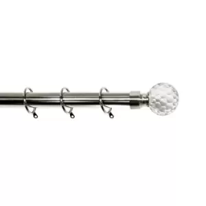 Image of 28mm Crystal Effect Polished Steel Ball Finial Curtain Pole 90 - 160 Cm