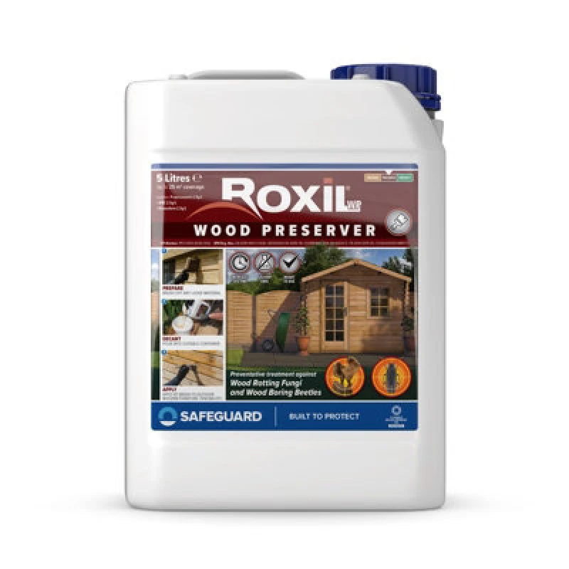 Image of Roxil Wood Preserver (5L Clear) Odourless, Advanced Protection Against Dry Rot, Wet Rot, Fungal Attack And Woodworm Infestation