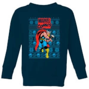 Image of Marvel Avengers Thor Kids Christmas Sweatshirt - Navy - 11-12 Years