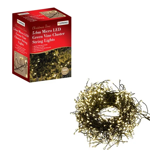 Image of Christmas Workshop 8m 680 Micro LED Green Cluster String Lights - Warm White 71779