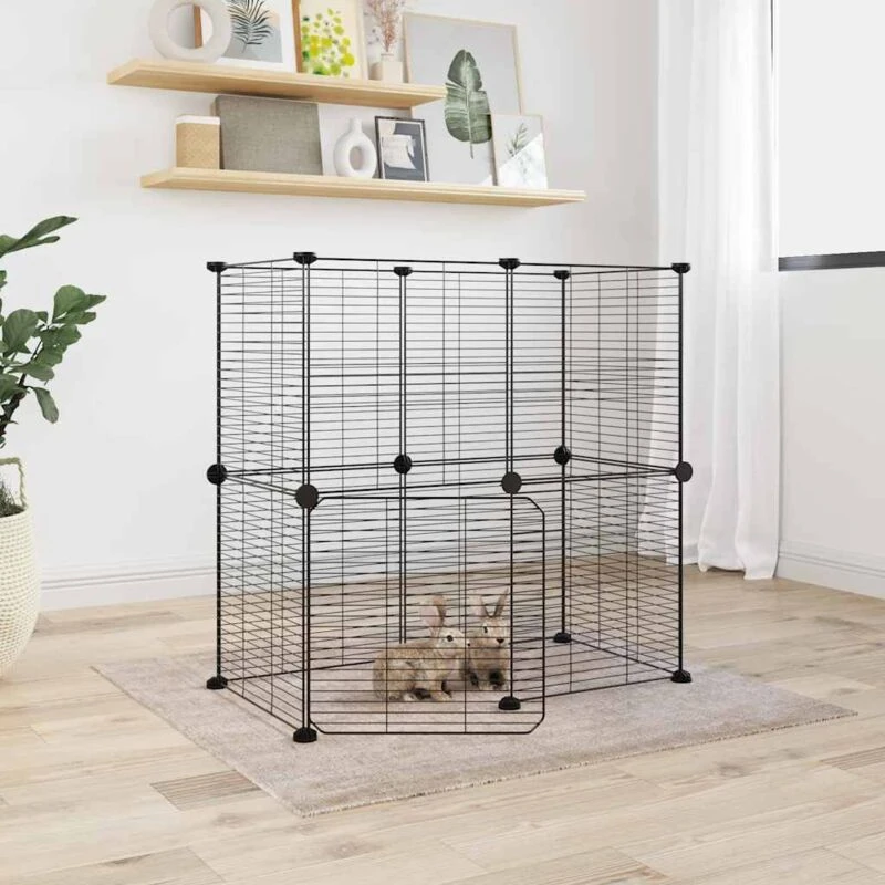 Image of VIDAXL Vidaxl - 12-Panel Pet Cage with Door Black 35x35cm Steel 8720287190691