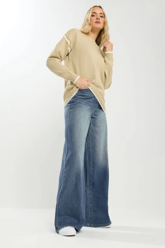 Image of Long Tall Sally Womens Tall Palazzo Wide Leg Jeans in Blue Size: 20L Blue Female 20L