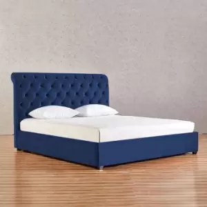 Image of Kelist Upholstered Beds - Plush Velvet, King Size Frame, Blue - Blue