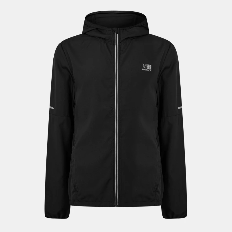 Image of Karrimor Mens Water Resistant Hooded Long Sleeve Performance Running Jacket Black male S
