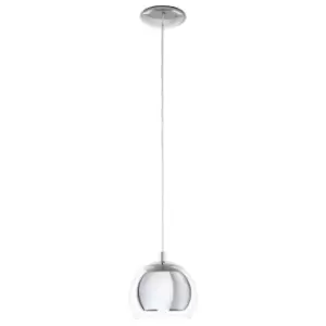 Image of Pendant Ceiling Light Colour Chrome Plated Shade Clear Glass Bulb E27 1x40W