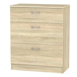 Image of Yelanto Ready Assembled 3-Drawer Chest of Drawers - Oak