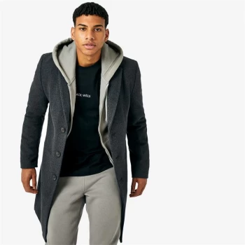 Image of Jack Wills Classic Wool Blend Crombie Coat - Charcoal