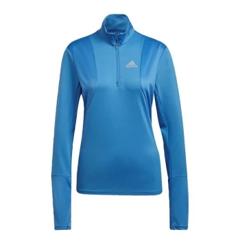 Image of adidas Own The Run half Zip Long-Sleeve Top Womens - Focus Blue