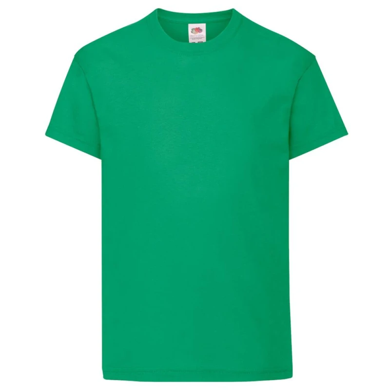 Image of Fruit of the Loom Original Short Sleeve T-Shirt in Green Size: 12-13 Years Green Unisex 12-13 Years