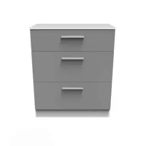 Image of Welcome Furniture Indices 3 Drawer Deep Chest - Dust Grey and White