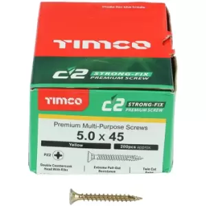 Image of Timco Yellow C2 Strong-Fix Double Countersunk PZ2 Screws - 5 x 45mm ( 200 Box )