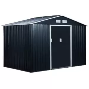 Image of Outsunny 9 x 6ft Outdoor Storage Shed w/ Sliding Door - Galvanised Dark Grey